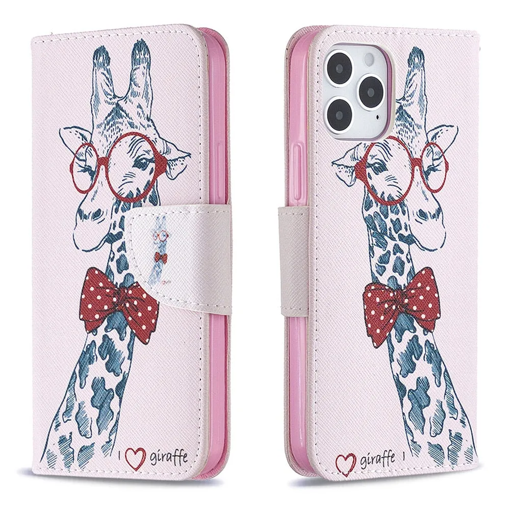 Anymob iPhone Case White With Colorful Flower Flip Cover Fashion Painted Wallet Leather Bag Shell