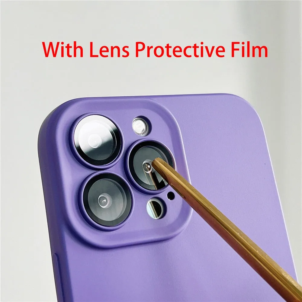 Anymob iPhone Gray Silicon Phone Cases Lens Protector Film Soft Shockproof Cover