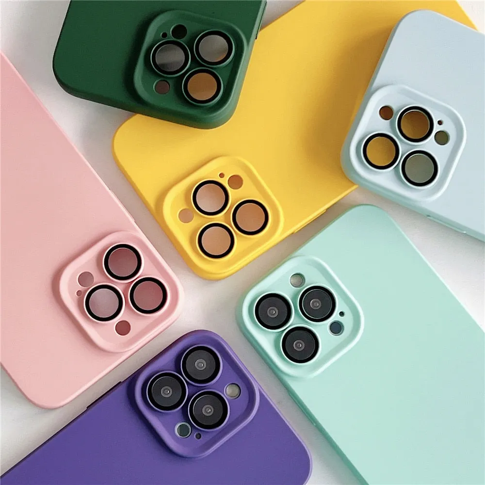 Anymob iPhone Gray Silicon Phone Cases Lens Protector Film Soft Shockproof Cover