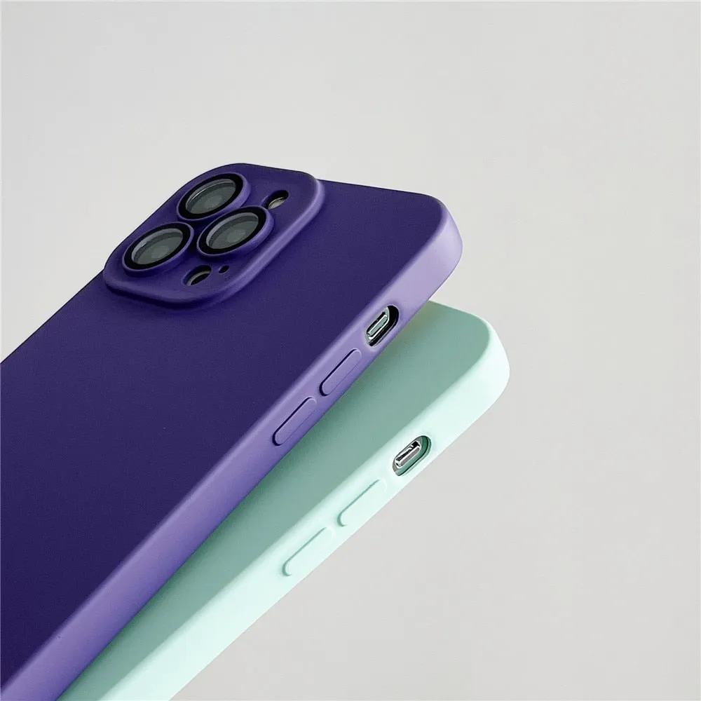 Anymob iPhone Gray Silicon Phone Cases Lens Protector Film Soft Shockproof Cover