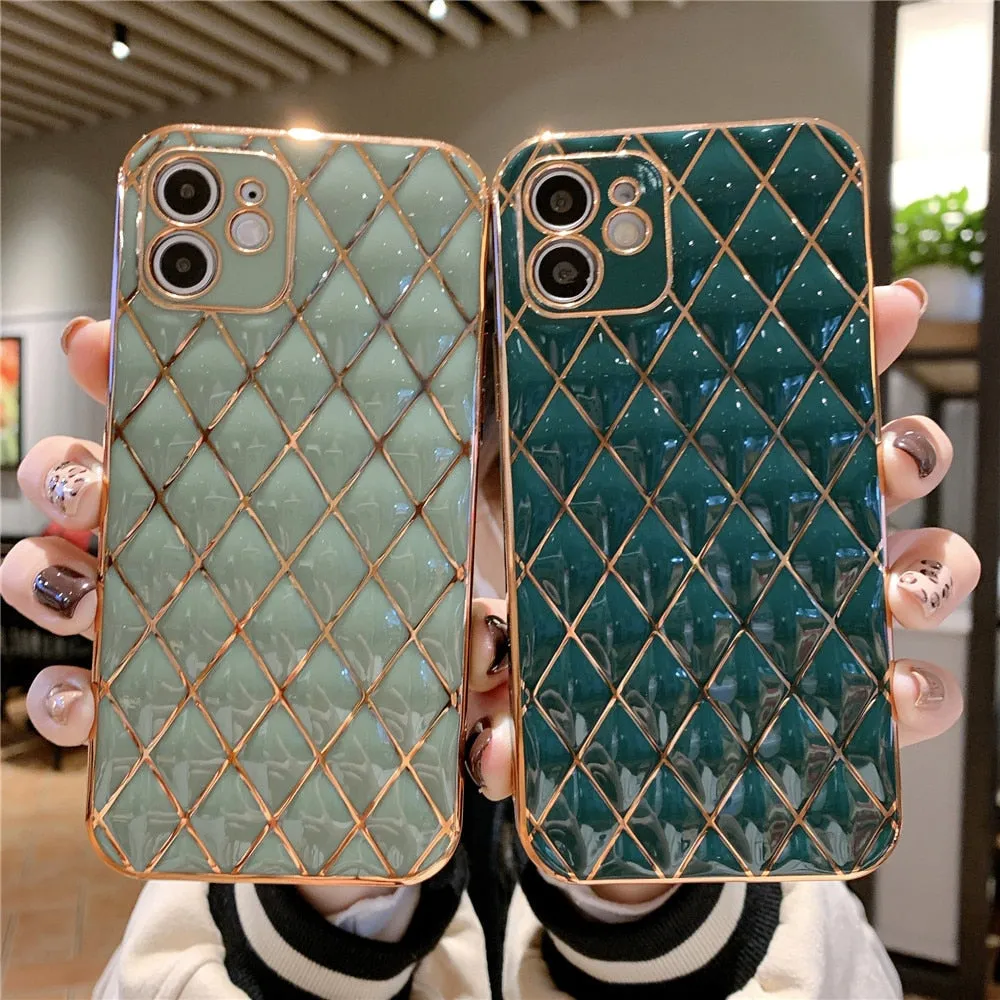 Anymob iPhone Green Electroplated Phone Case Soft Silicone Shockproof Back Cover