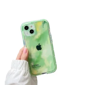 Anymob iPhone Green Graffiti Oil Painting Phone Case Luminous Shockproof Soft Cover