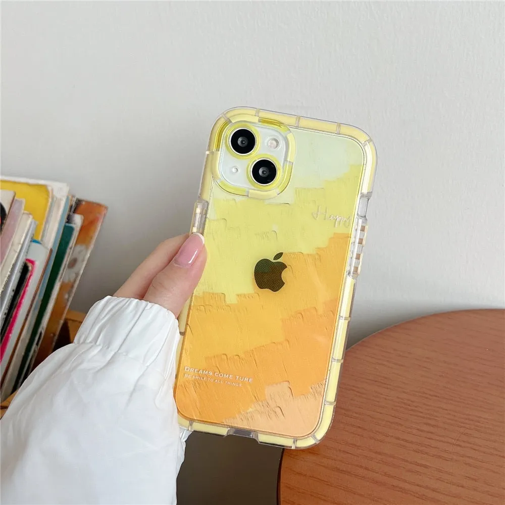 Anymob iPhone Green Graffiti Oil Painting Phone Case Luminous Shockproof Soft Cover