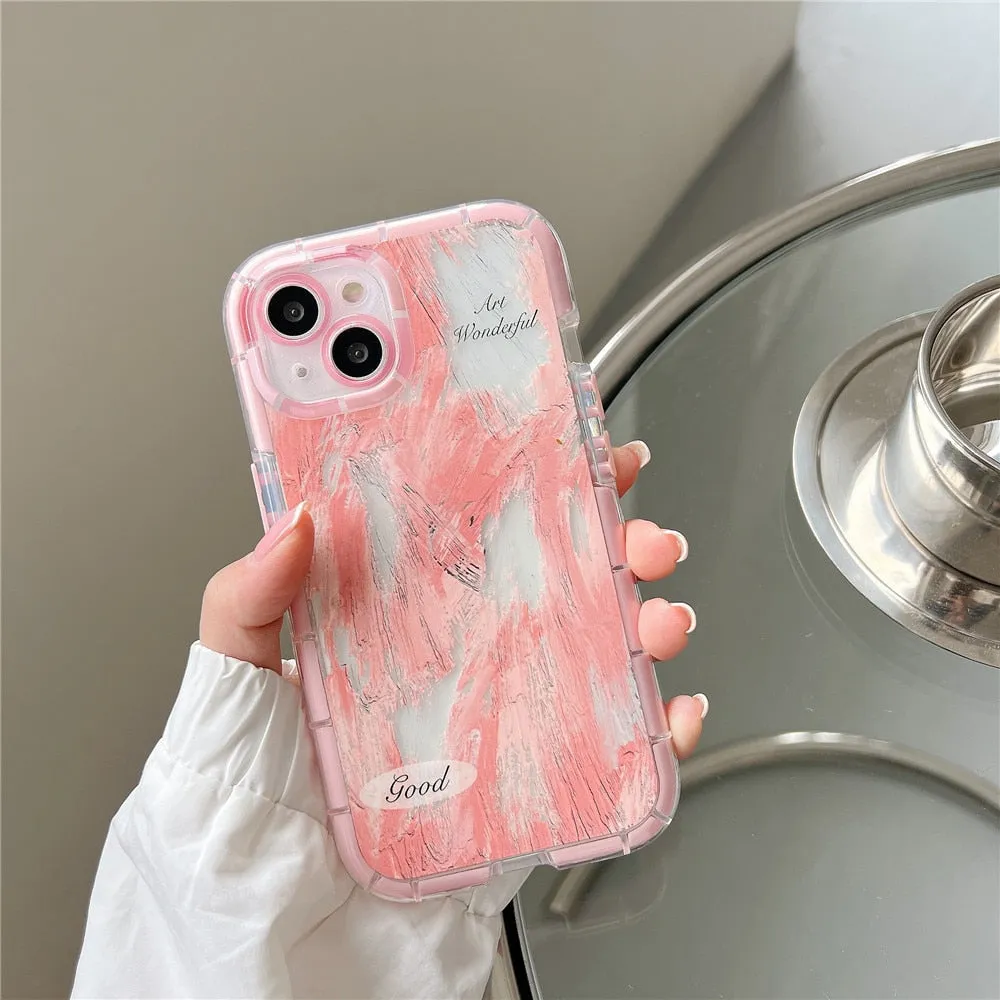 Anymob iPhone Green Graffiti Oil Painting Phone Case Luminous Shockproof Soft Cover
