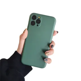 Anymob iPhone Green Liquid Silicone Case Fashion Solid Color Soft Shockproof Back Cover