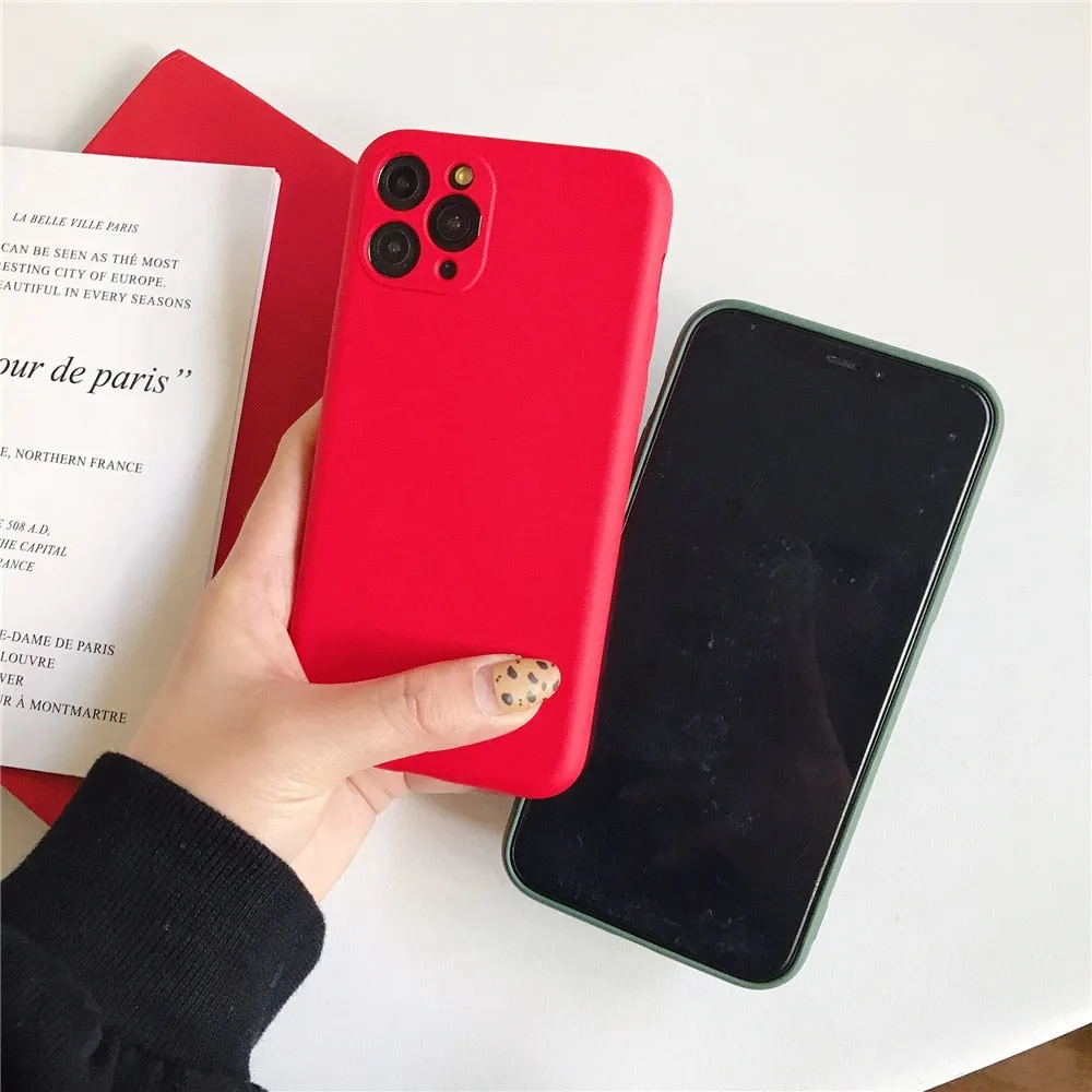 Anymob iPhone Green Liquid Silicone Case Fashion Solid Color Soft Shockproof Back Cover