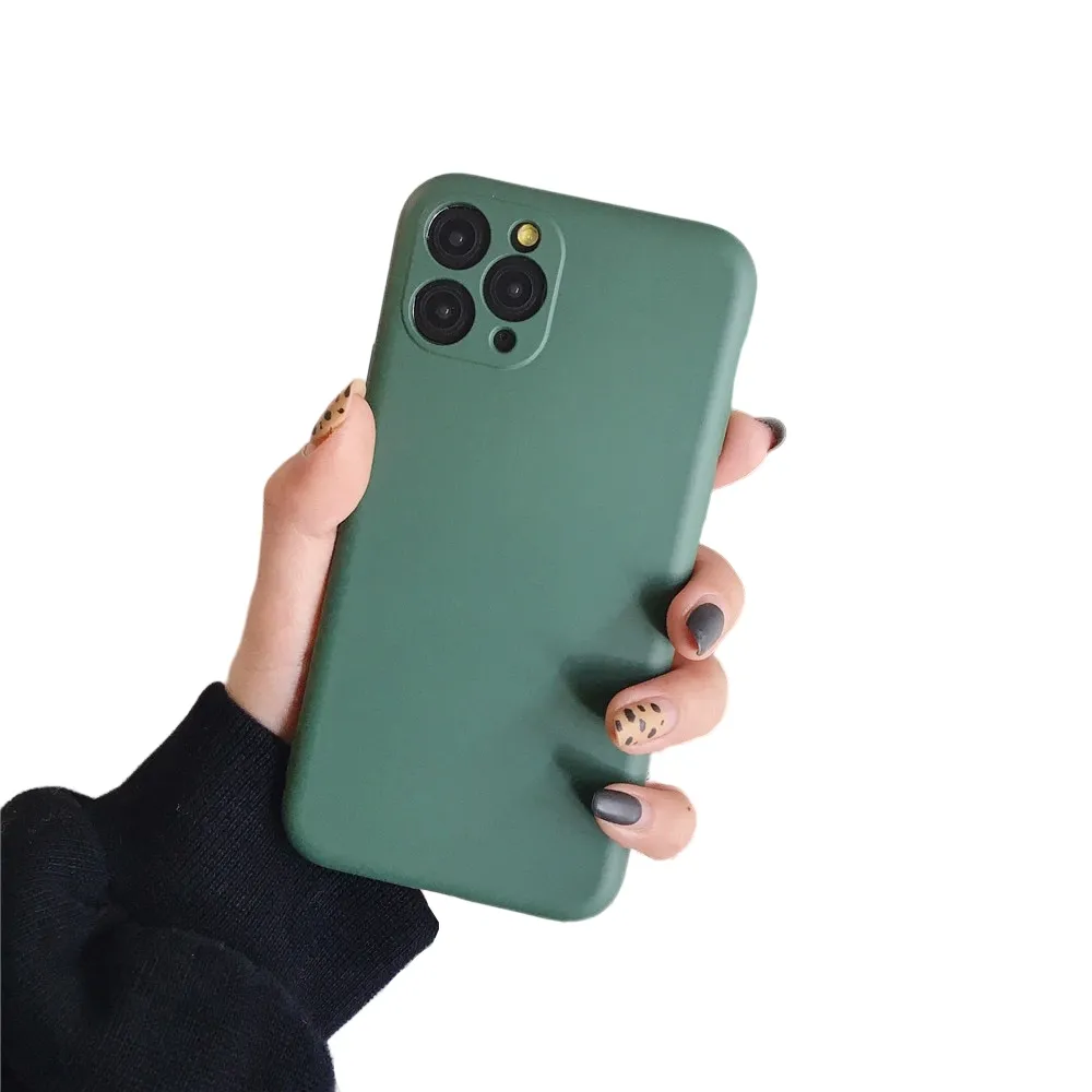 Anymob iPhone Green Liquid Silicone Case Fashion Solid Color Soft Shockproof Back Cover