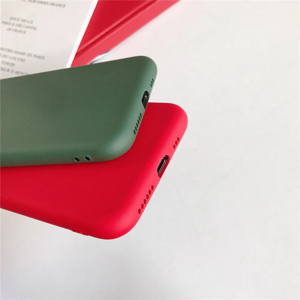 Anymob iPhone Green Liquid Silicone Case Fashion Solid Color Soft Shockproof Back Cover