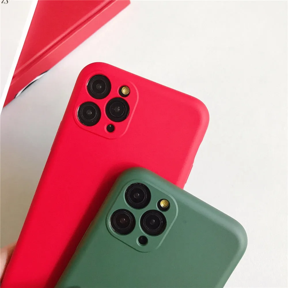 Anymob iPhone Green Liquid Silicone Case Fashion Solid Color Soft Shockproof Back Cover