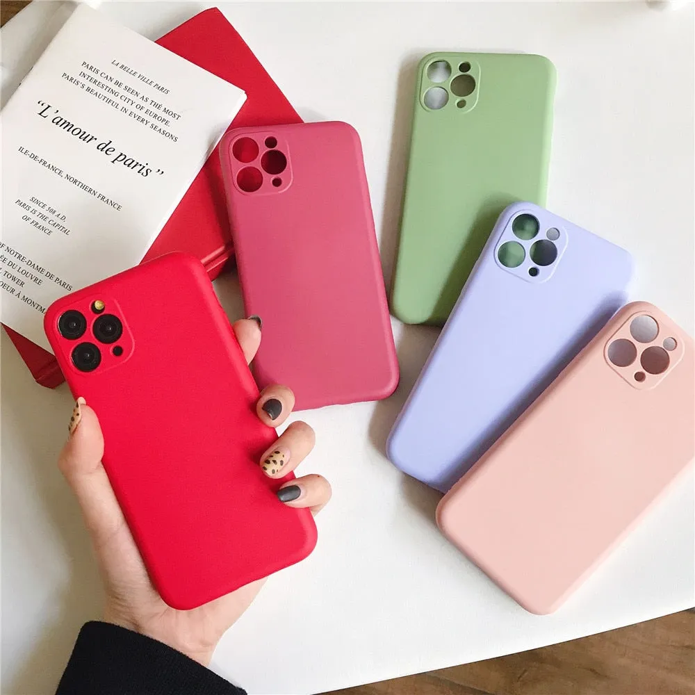 Anymob iPhone Green Liquid Silicone Case Fashion Solid Color Soft Shockproof Back Cover