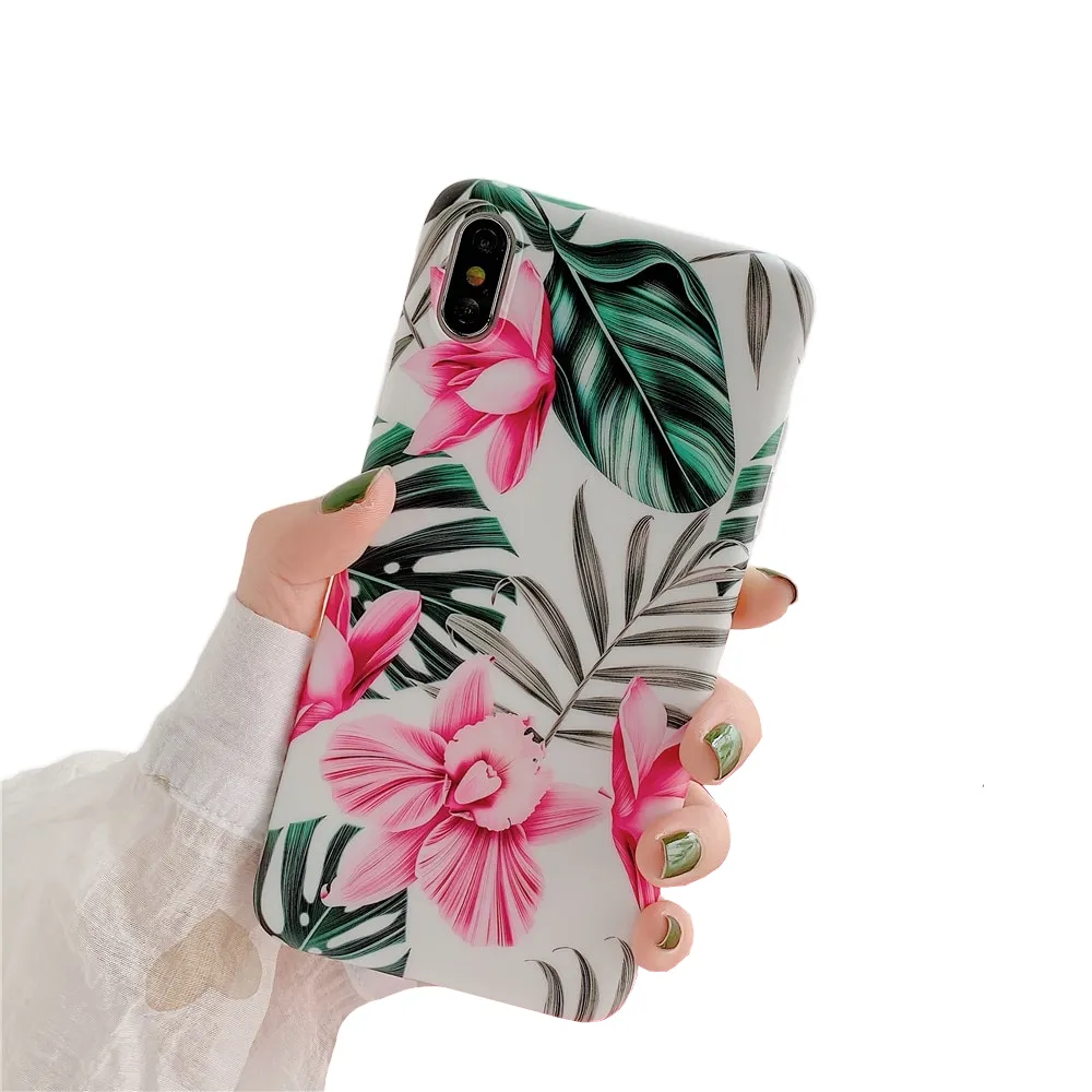 Anymob iPhone Orchid Pattern Holder Case Flower Silicone Phone Cover