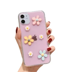 Anymob iPhone Pink 3D Flower Case Soft Silicone Shockproof Cover