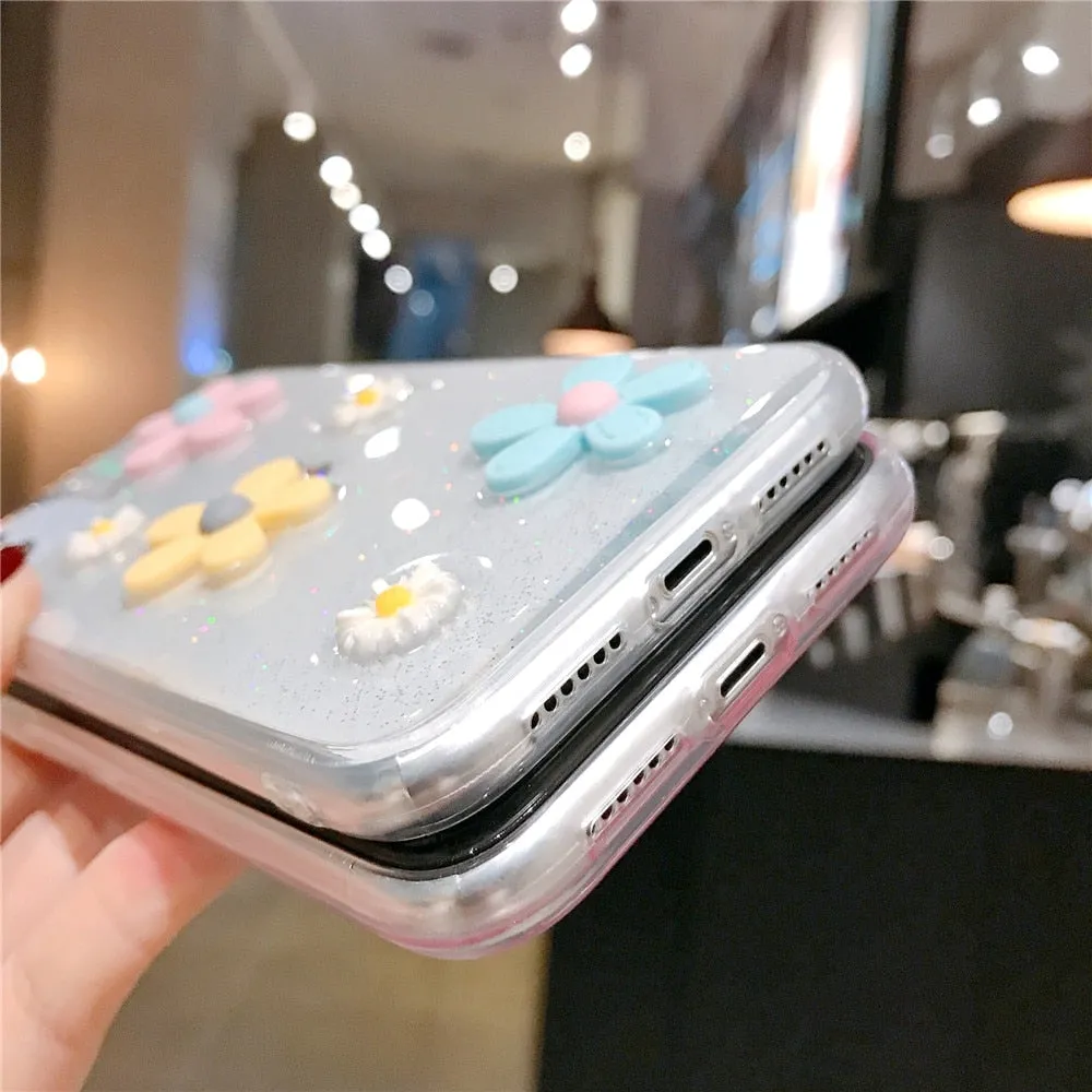 Anymob iPhone Pink 3D Flower Case Soft Silicone Shockproof Cover