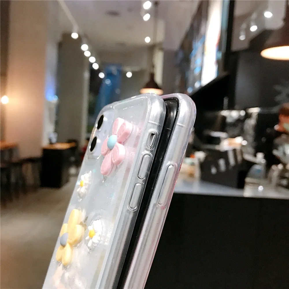 Anymob iPhone Pink 3D Flower Case Soft Silicone Shockproof Cover