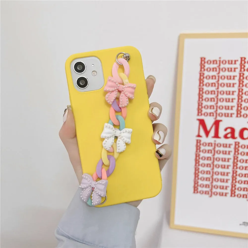 Anymob iPhone Pink Bracelet Phone Case Mini Colorful Chain Soft Silicon Cover