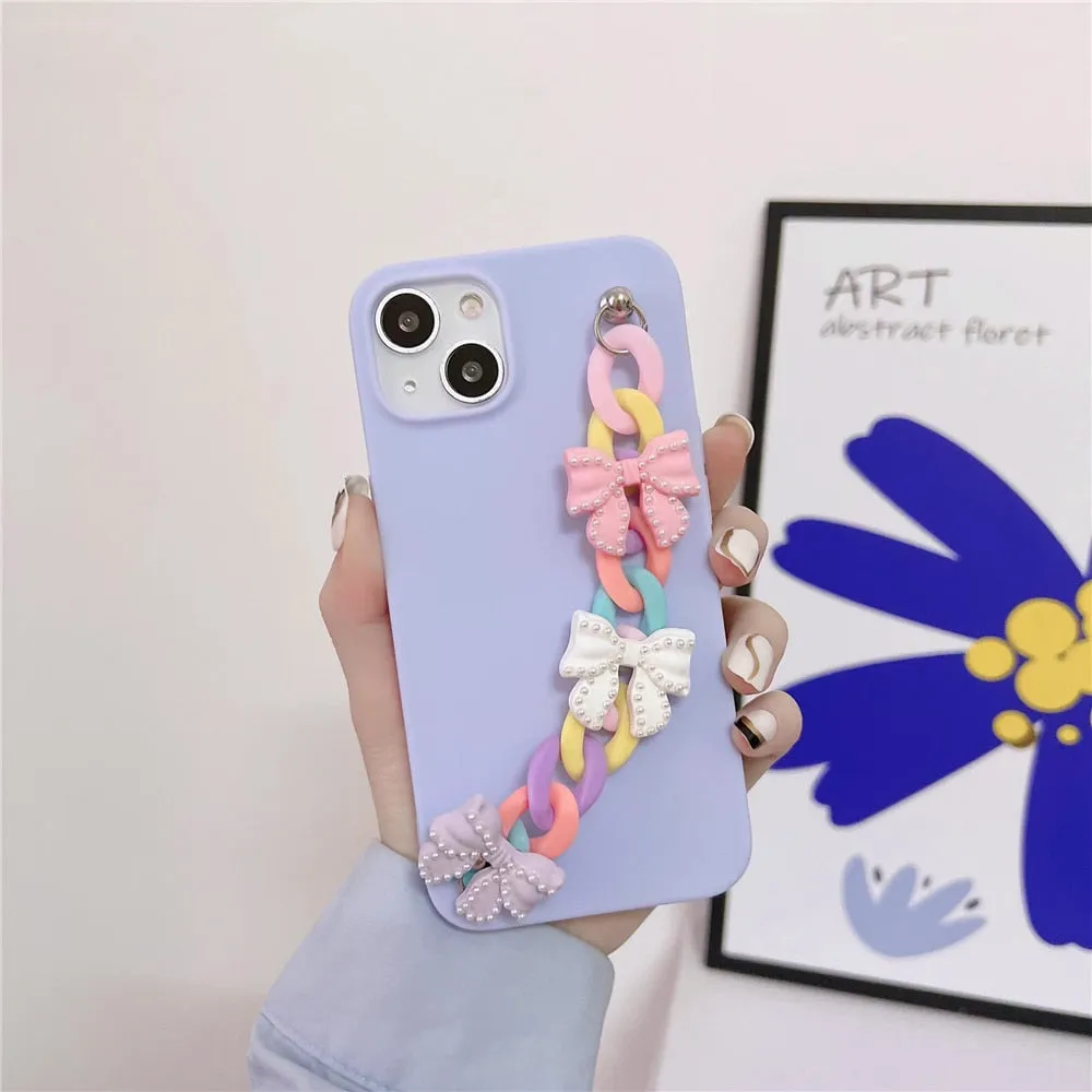 Anymob iPhone Pink Bracelet Phone Case Mini Colorful Chain Soft Silicon Cover