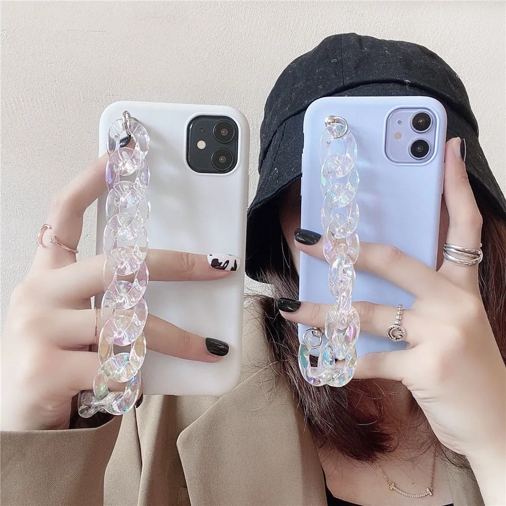 Anymob iPhone Pink Crystal Bracelet Silicone Case Soft Back Cover