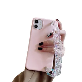 Anymob iPhone Pink Crystal Bracelet Silicone Case Soft Back Cover
