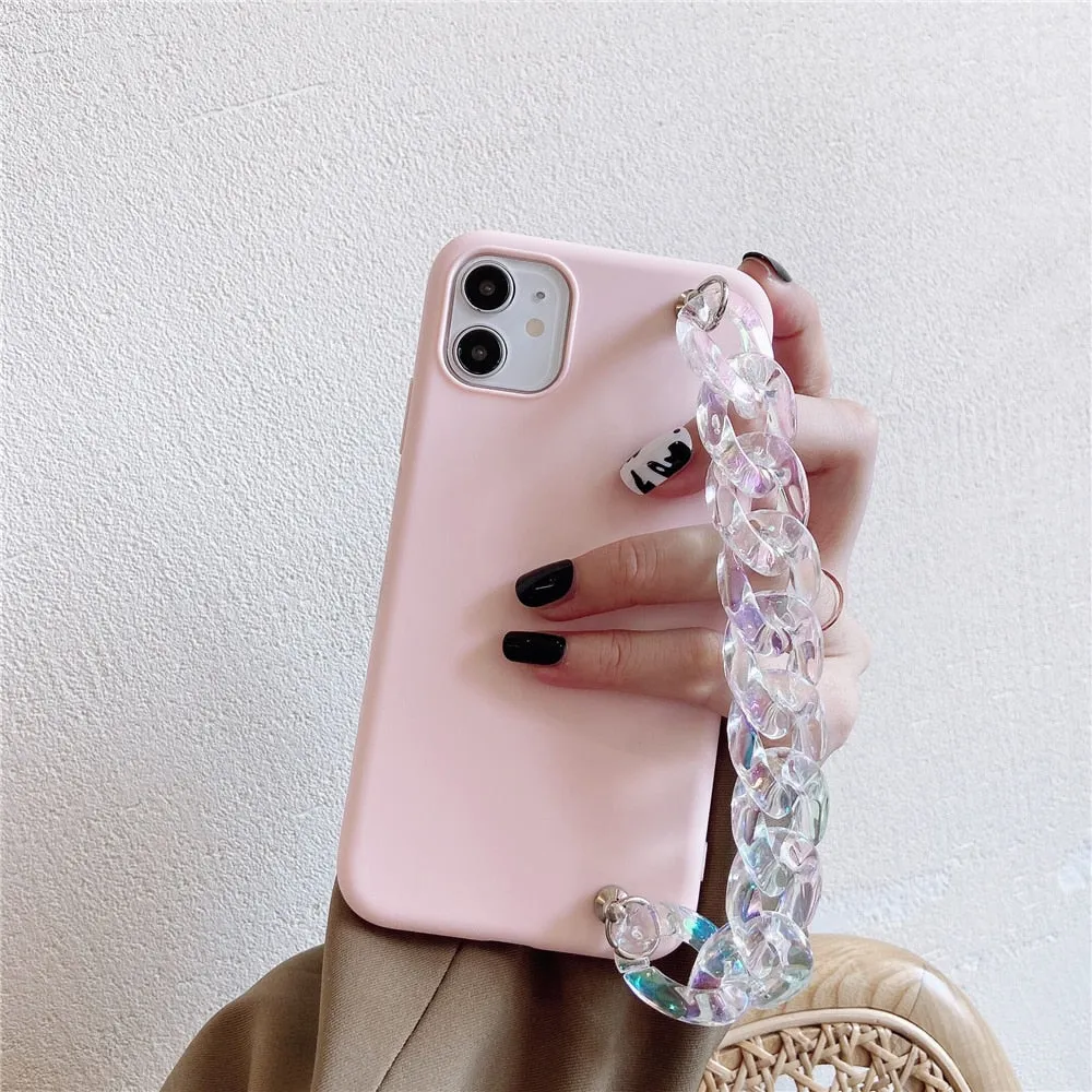 Anymob iPhone Pink Crystal Bracelet Silicone Case Soft Back Cover