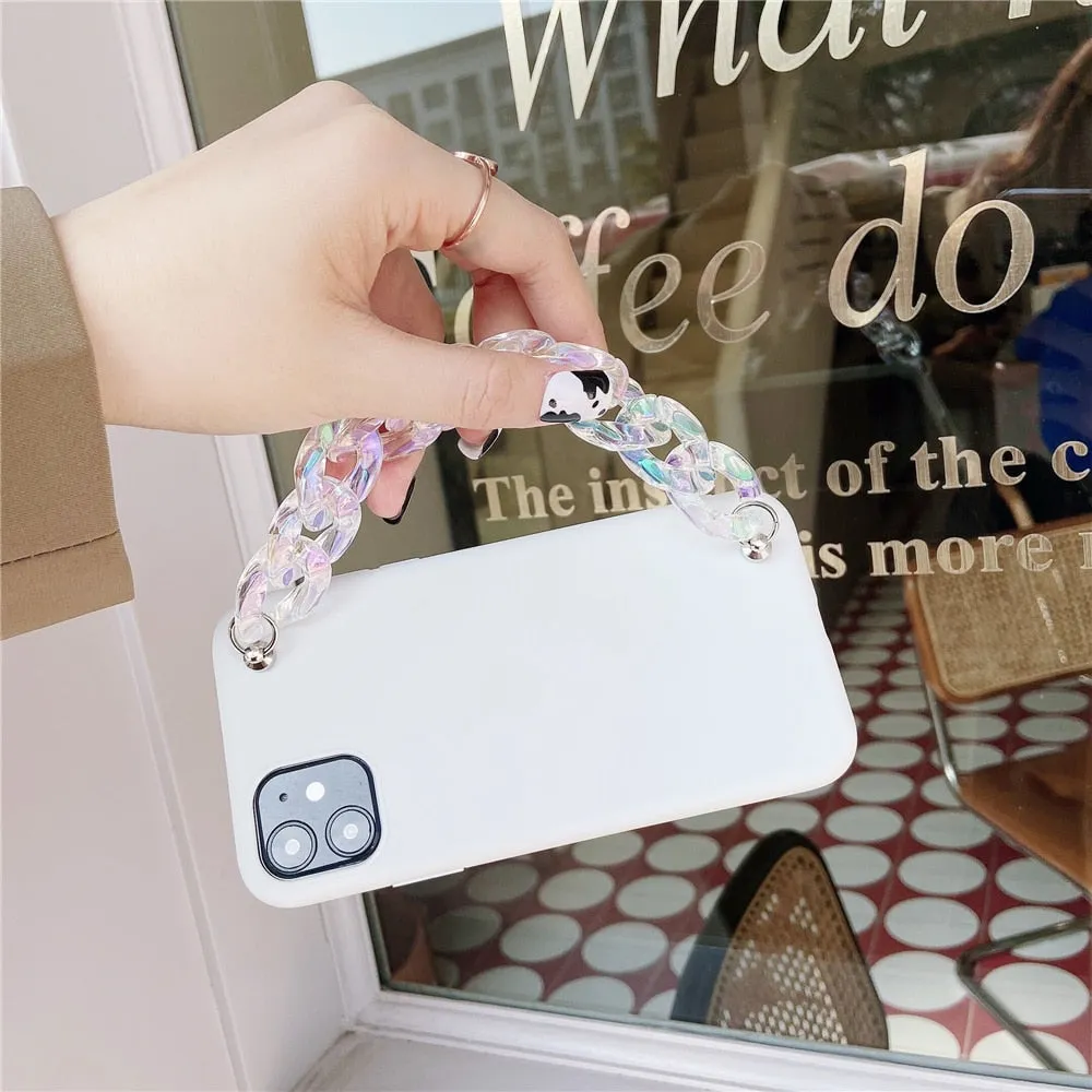 Anymob iPhone Pink Crystal Bracelet Silicone Case Soft Back Cover