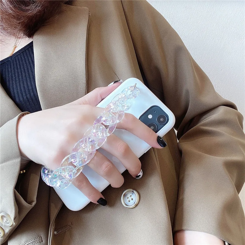 Anymob iPhone Pink Crystal Bracelet Silicone Case Soft Back Cover