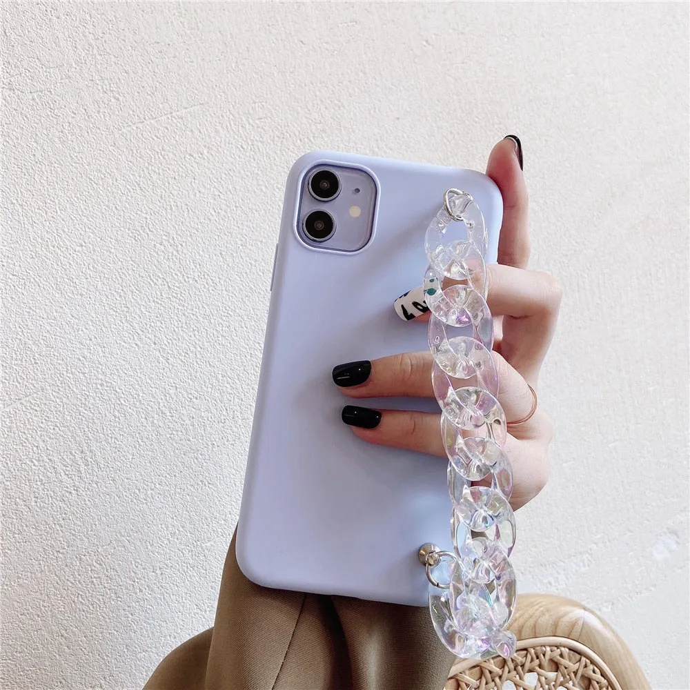 Anymob iPhone Pink Crystal Bracelet Silicone Case Soft Back Cover