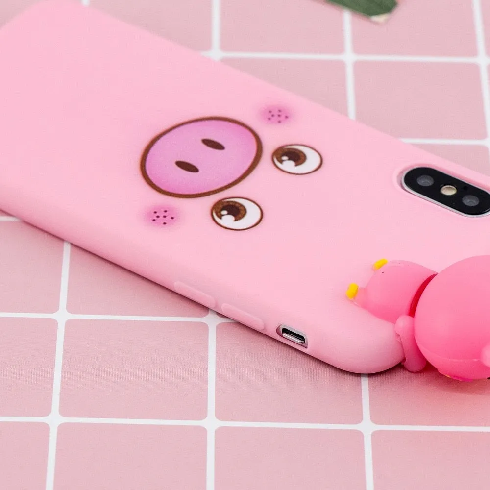 Anymob iPhone Pink Unicorn 3D Toys Case Soft Silicone Cartoon Cover