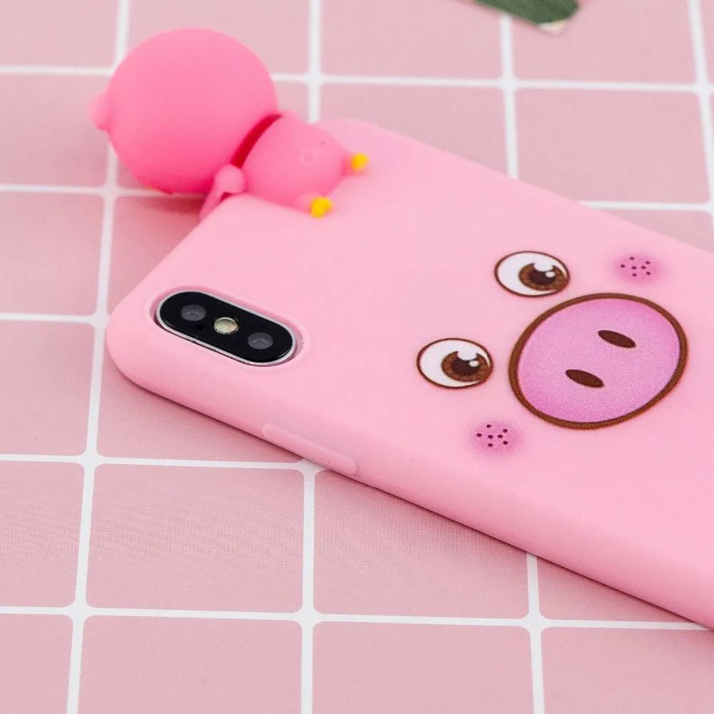 Anymob iPhone Pink Unicorn 3D Toys Case Soft Silicone Cartoon Cover