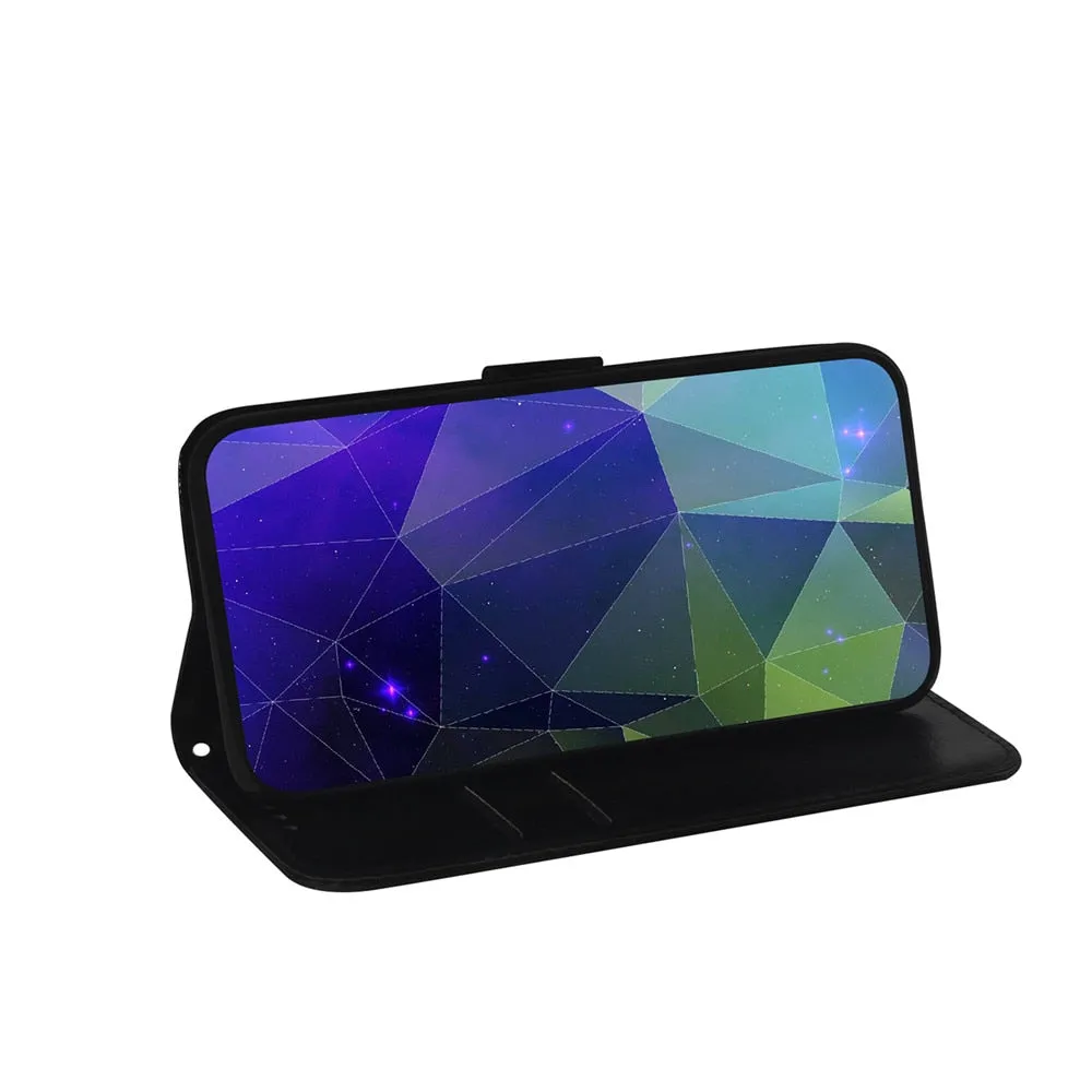 Anymob iPhone Purple Smooth Surface Mirror Leather Case Flip Wallet With Card Slots Cover