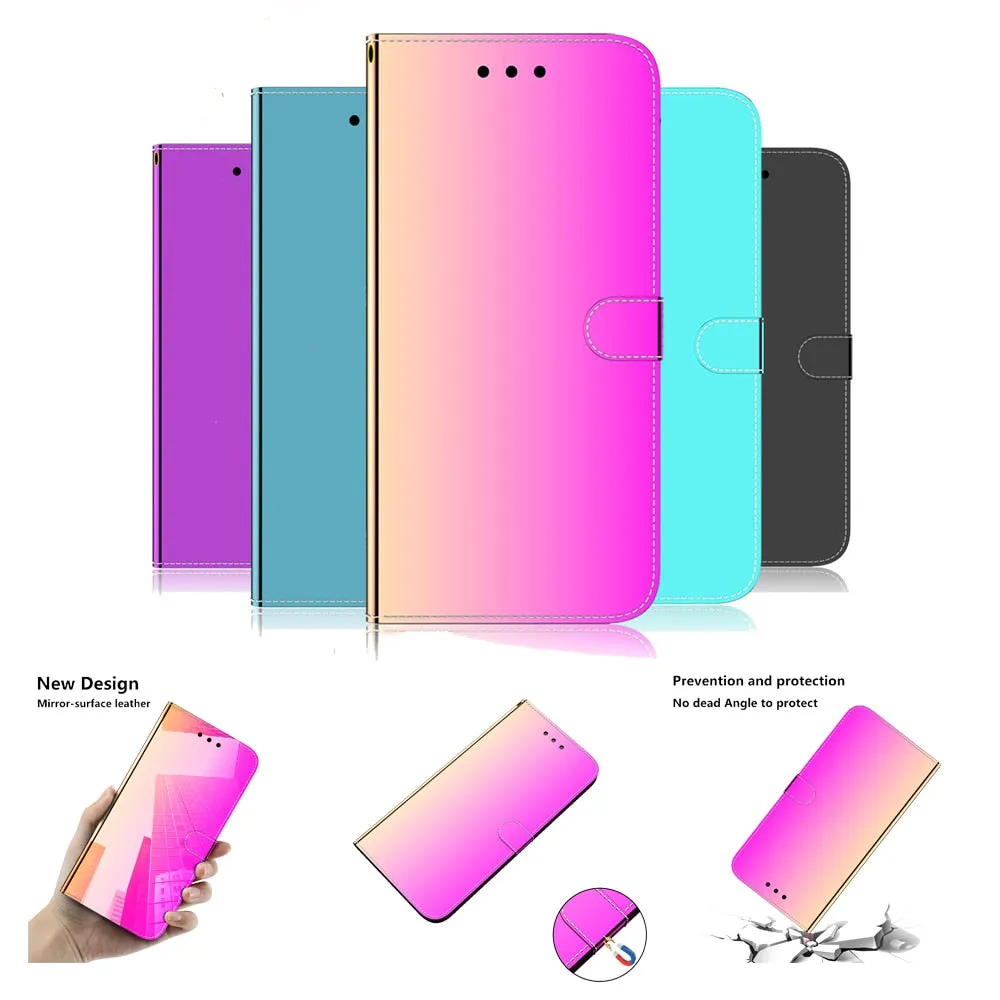 Anymob iPhone Purple Smooth Surface Mirror Leather Case Flip Wallet With Card Slots Cover