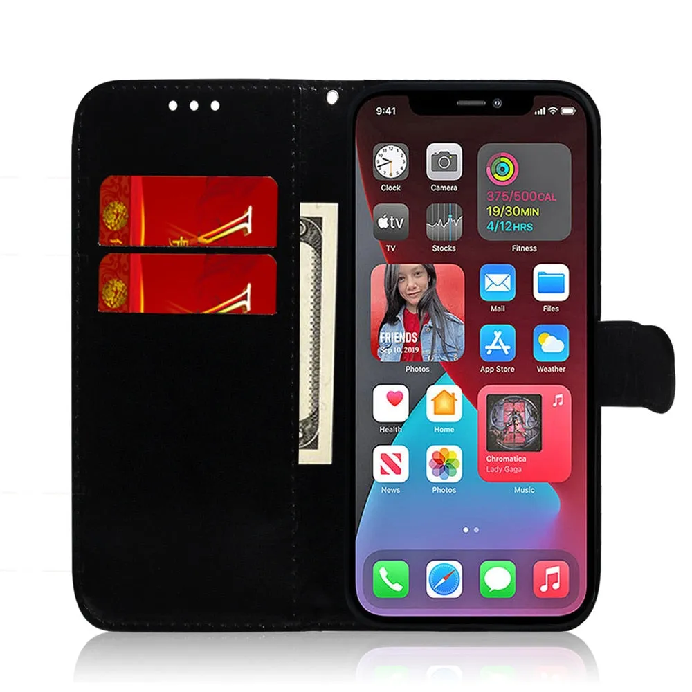 Anymob iPhone Purple Smooth Surface Mirror Leather Case Flip Wallet With Card Slots Cover