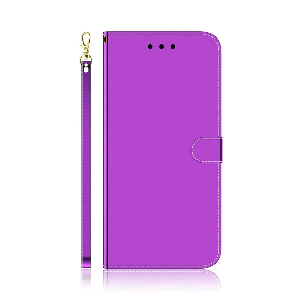 Anymob iPhone Purple Smooth Surface Mirror Leather Case Flip Wallet With Card Slots Cover