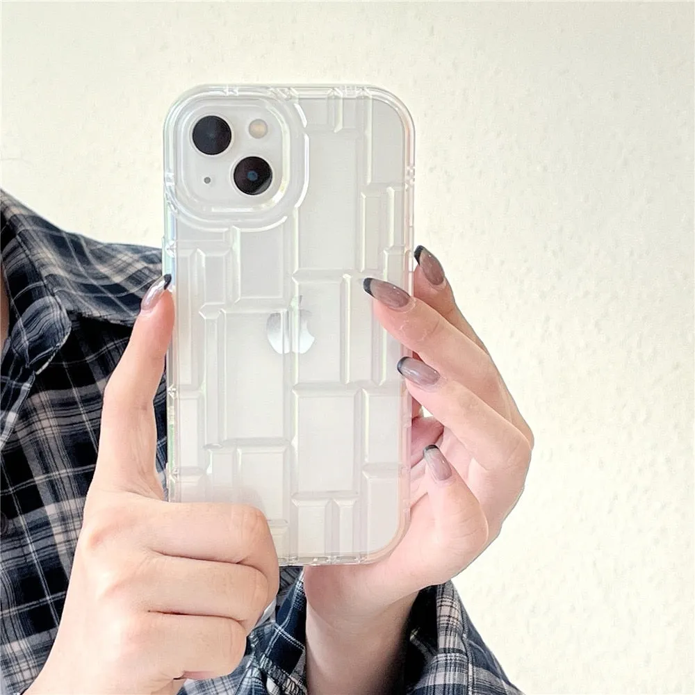 Anymob iPhone Transparent Geometry Phone Case Soft Silicon Shockproof Cover