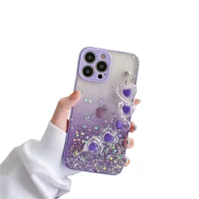 Anymob iPhone Violet Crystal Heart Bracelet Phone Chain Case Glitter Soft Cover