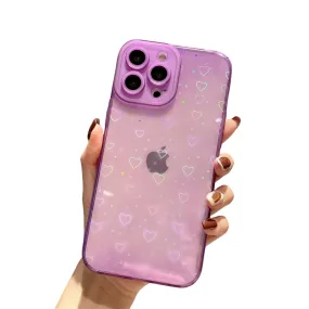 Anymob iPhone Violet Love Heart Transparent Phone Case Fluorescent Soft Bumper Back Cover