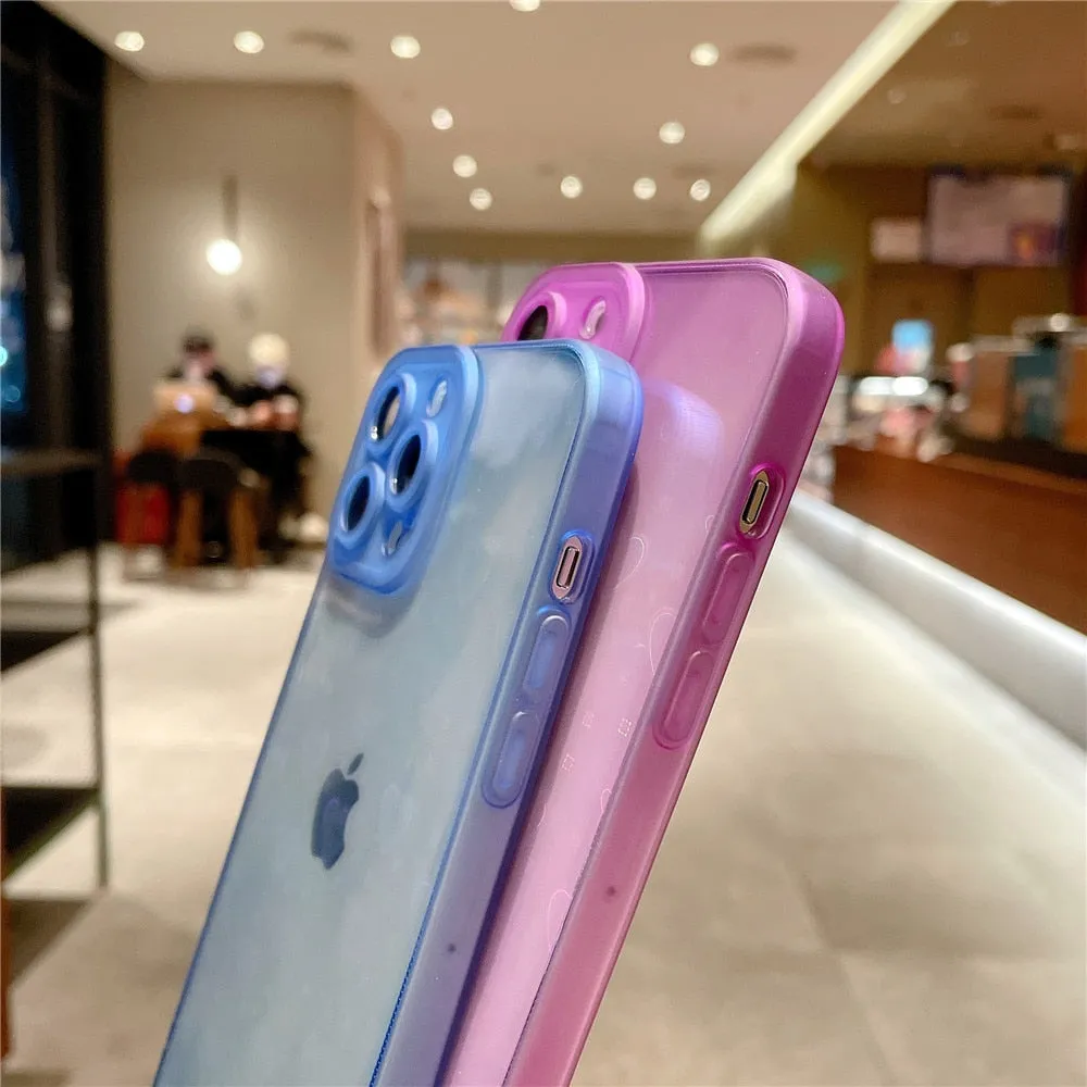 Anymob iPhone Violet Love Heart Transparent Phone Case Fluorescent Soft Bumper Back Cover