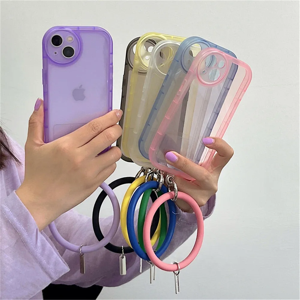 Anymob iPhone Violet Stylish Wristband Ring Clear Soft Phone Case Shockproof Bracelet Silicon Cover