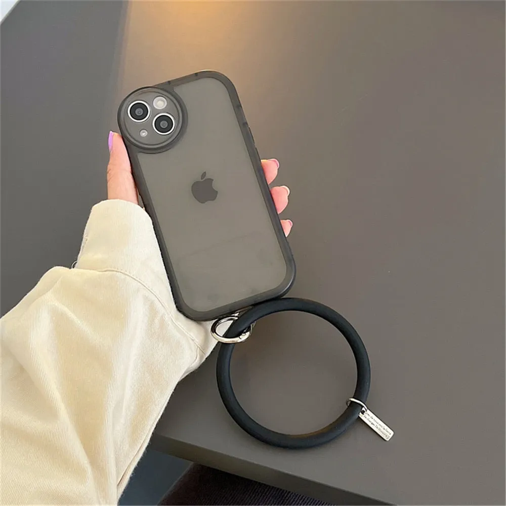 Anymob iPhone Violet Stylish Wristband Ring Clear Soft Phone Case Shockproof Bracelet Silicon Cover