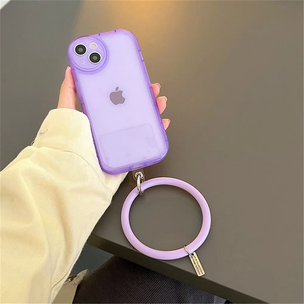 Anymob iPhone Violet Stylish Wristband Ring Clear Soft Phone Case Shockproof Bracelet Silicon Cover