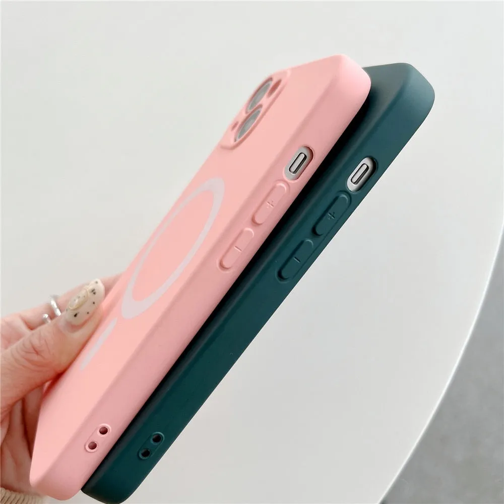 Anymob iPhone White Silicone Magnetic Case Shockproof Phone Cover
