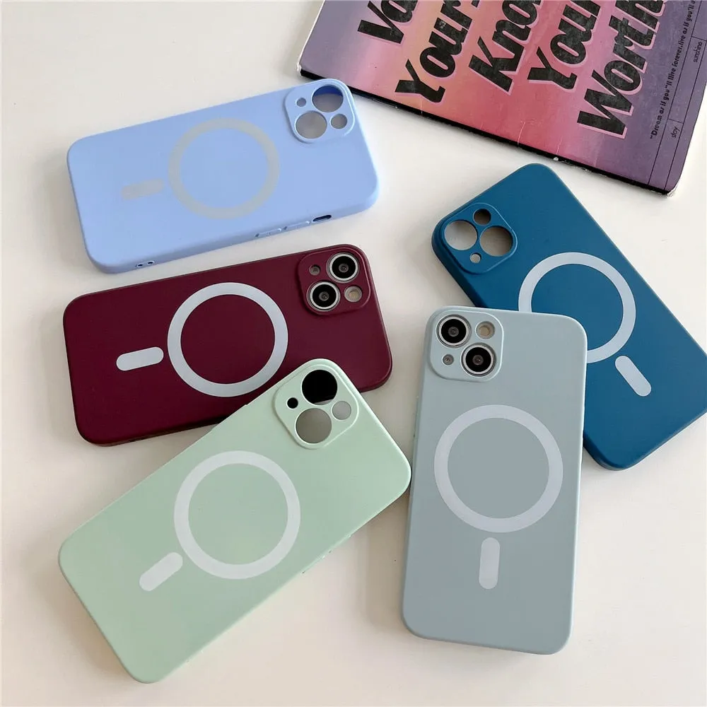 Anymob iPhone White Silicone Magnetic Case Shockproof Phone Cover