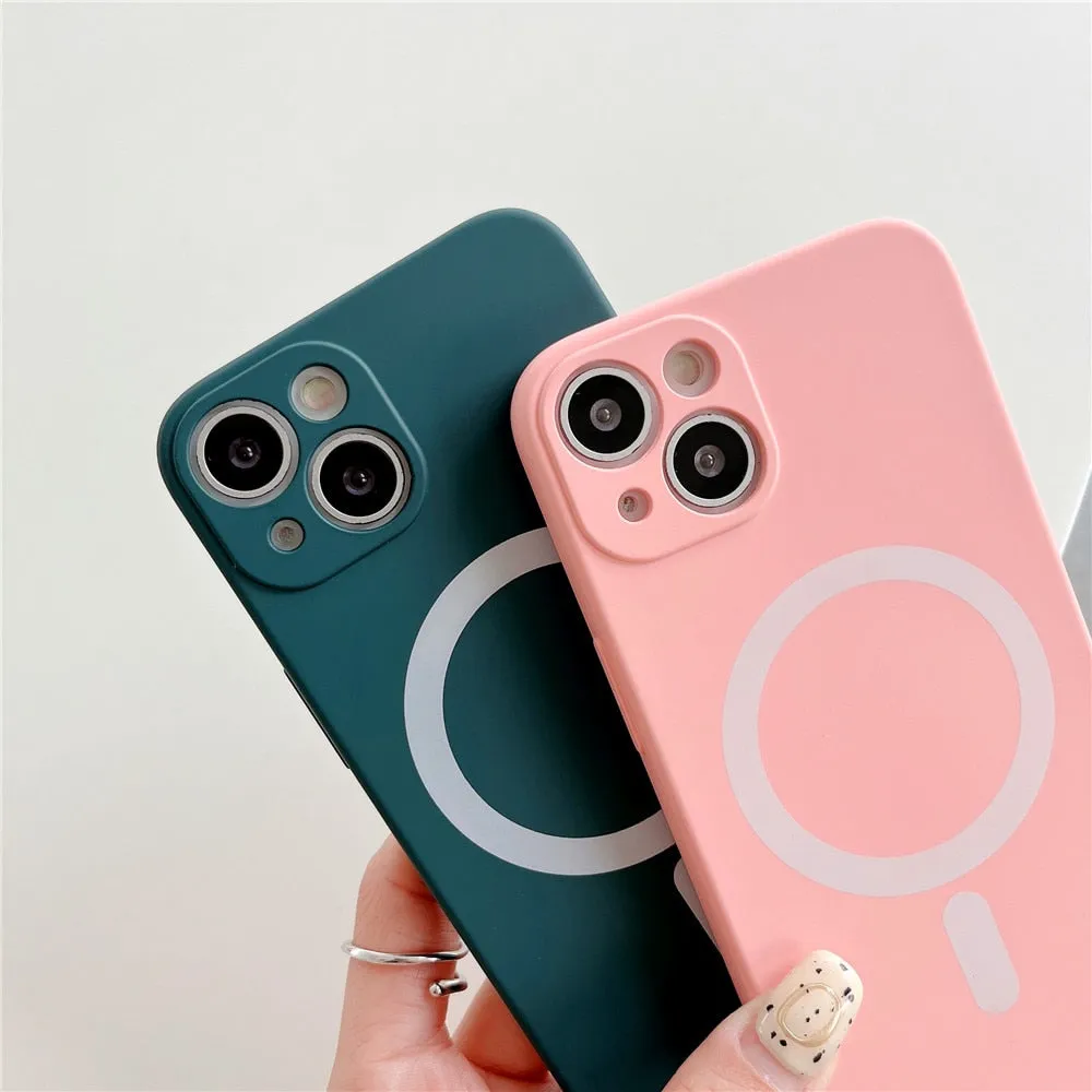 Anymob iPhone White Silicone Magnetic Case Shockproof Phone Cover