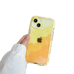 Anymob iPhone Yellow Graffiti Oil Painting Phone Case Luminous Shockproof Soft Cover