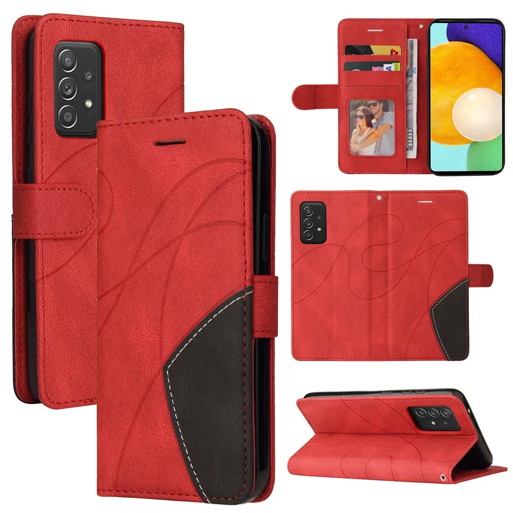 Anymob Samsung Black And Red Leather Wallet Flip Case Protective Phone Cover