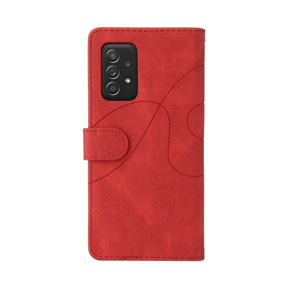Anymob Samsung Black And Red Leather Wallet Flip Case Protective Phone Cover