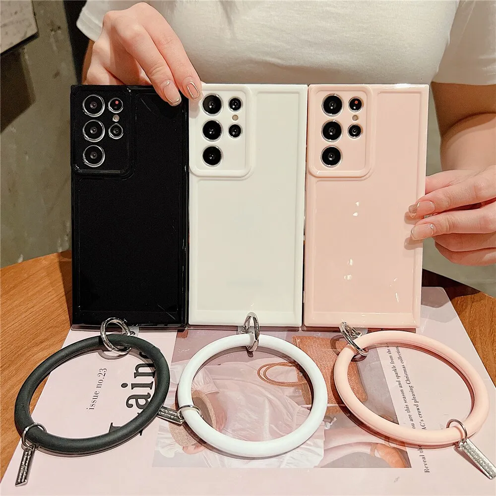Anymob Samsung Black Silicone Ring Bracelet Phone Case Candy Color Soft Shockproof Cover