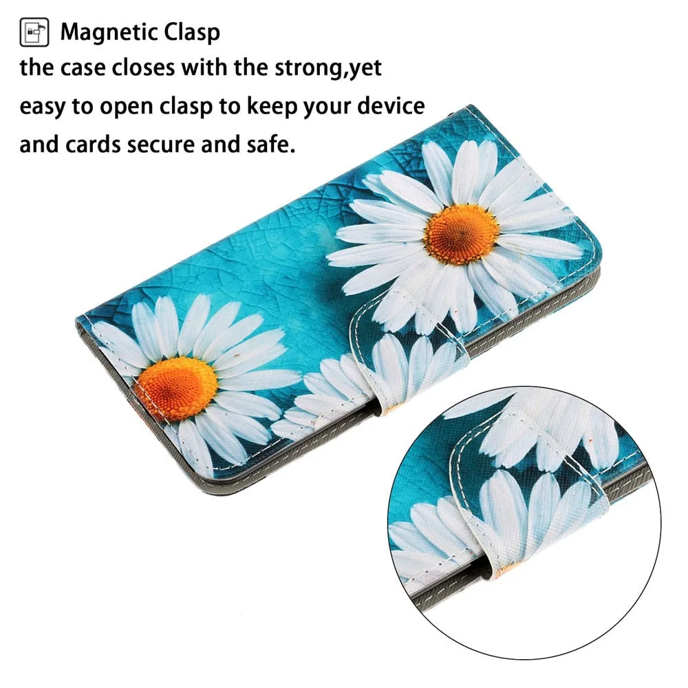 Anymob Samsung Blue Butterfly Magnetic Flip Wallet Case Painted Leather Phone Cover