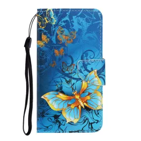 Anymob Samsung Blue Butterfly Magnetic Flip Wallet Case Painted Leather Phone Cover