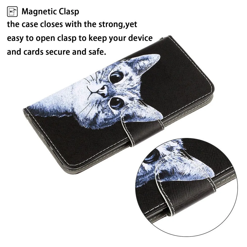 Anymob Samsung Blue Butterfly Magnetic Flip Wallet Case Painted Leather Phone Cover