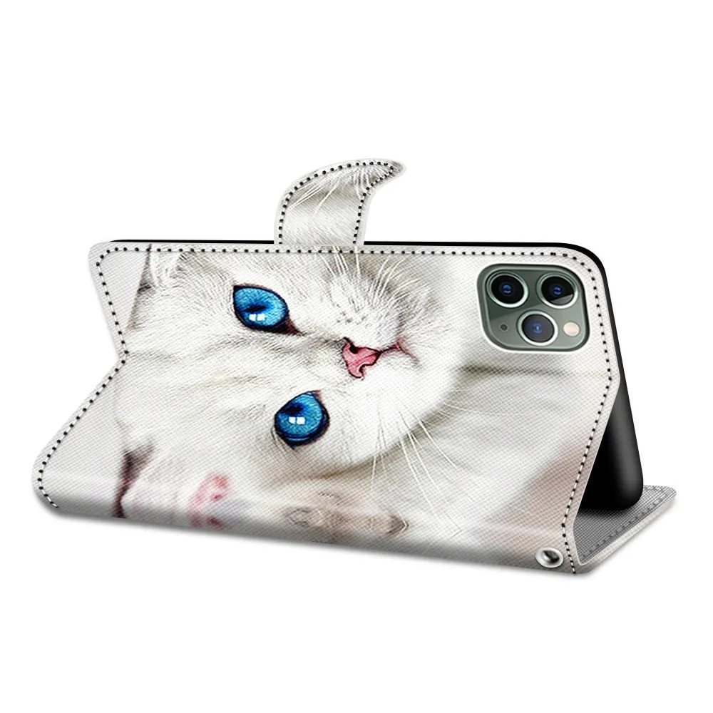 Anymob Samsung Blue Wolf Cute Animal Painted Leather Phone Case Flip Wallet Phone Bag Cover
